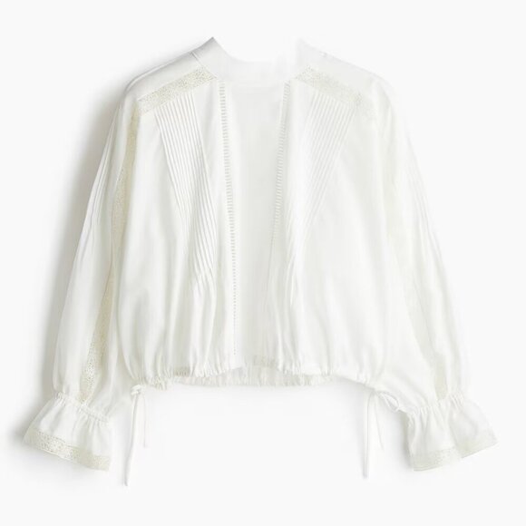 NWT H&M Lace-Inset Cotton Blouse - Picture 4 of 5